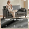 HOMCOM 2 Seater Sofa, 132 cm Modern Small Sofa with Solid Wood Legs and 2 Pillows for Small Space, Grey