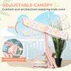AIYAPLAY Kids Garden Swing Chair with Adjustable Canopy, Safety Belt, 2 Seater Hammock Swing Bench for Patio, Porch, Pink