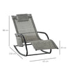Outsunny 2PCs Outdoor Garden Rocking Chair, Patio Sun Lounger Rocker Chair with Breathable Mesh Fabric, Removable Headrest Pillow, Armrest, Side Storage Bag, Dark Grey