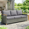 Outsunny 3 Seater Rattan Garden Sofa, PE Wicker Outdoor Sofa Wide Deep Seat, 4