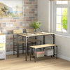 HOMCOM Square Dining Set for 4 Persons, Table, Chairs and Bench Included, Natural Wood Effect