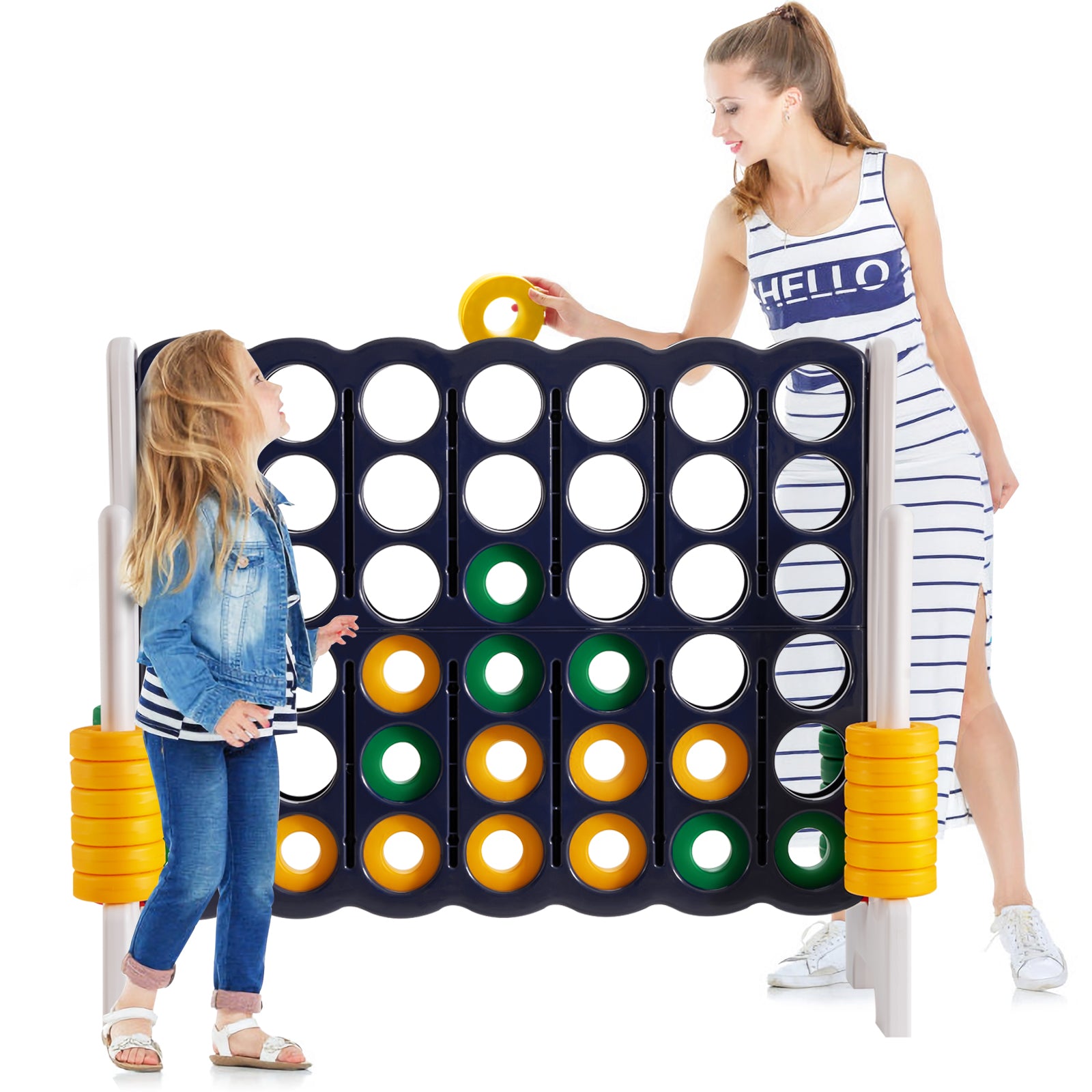 Jumbo 4-to-Score Giant Game Set with 42 Jumbo Rings and Quick-Release Slider