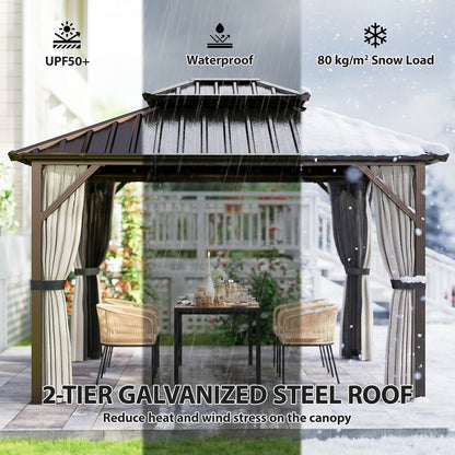 Outsunny Hardtop Gazebo Canopy in Brown
