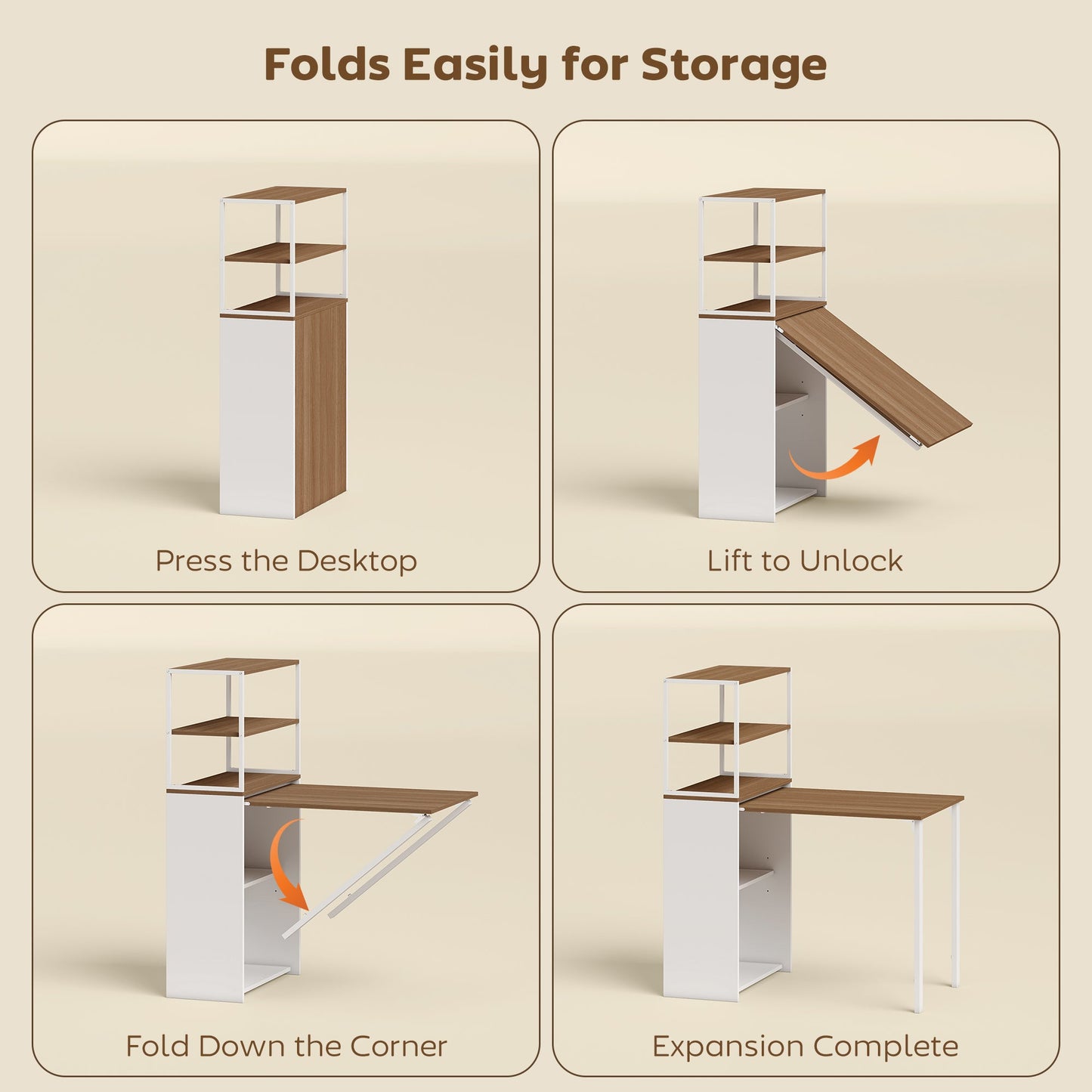 HOMCOM Folding Shelf and Work Table - Natural