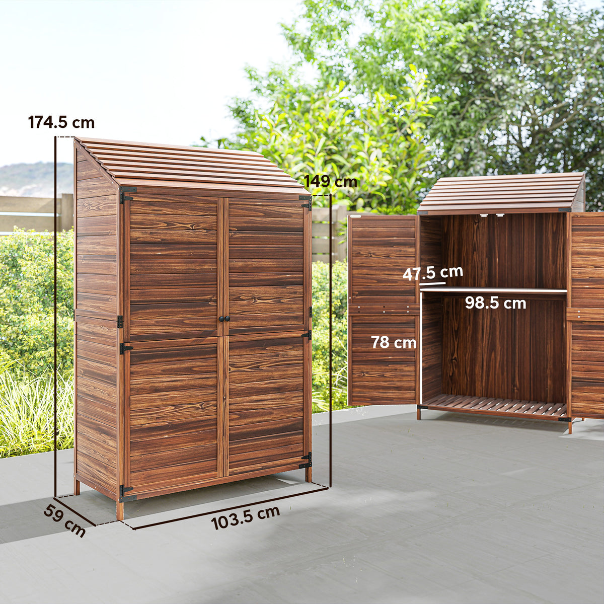 Outsunny Wooden Garden Shed in Brown