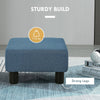 HOMCOM Linen Fabric Footstool Ottoman Cube with 4 Plastic Legs, Blue