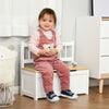 HOMCOM 2 In 1 Wooden Toy Box, Seat Storage Bench, Storage Chest Cabinet Organiser, with Safety Pneumatic Rod