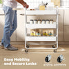 HOMCOM 3-Tier Storage Trolley on Wheels, Rolling Utility Cart with Mesh Backets for Kitchen, Bathroom, Bedroom, White