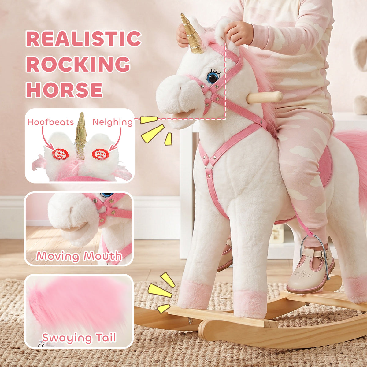 AIYAPLAY Rocking Horse in White
