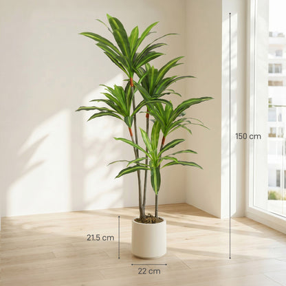 HOMCOM 150cm Lifelike Fake Tree, Artificial Dracaena Tree with Bendable Trunks, Green