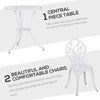 Outsunny 3 Piece Patio Bistro Set for 2, Outdoor Aluminium Garden Table and Chairs with Umbrella Hole for Balcony, White