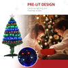 HOMCOM 3 Feet Prelit Artificial Christmas Tree with Multi-Coloured Fiber Optic LED Light, Holiday Home Xmas Decoration, Green