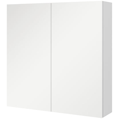 kleankin Bathroom Mirror Cabinet, Wall Mounted Bathroom Storage Cupboard with Adjustable Shelf, 60W x 15D x 60Hcm, High Gloss White