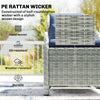 Outsunny 5 Piece Garden Furniture Set, Rattan Reclining Garden Chair Set of 2 with Footstool and Cushion for Balcony, Dark Blue