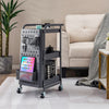 3-Tier Rolling Storage Organizer Cart with Dual DIY Pegboards-Gray