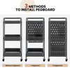 3-Tier Rolling Storage Organizer Cart with Dual DIY Pegboards-Gray
