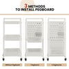 3-Tier Rolling Storage Organizer Cart with Dual DIY Pegboards-White