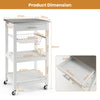 4-Tier Rolling Trolley Cart with Lock Wheels Basket and Drawer-White