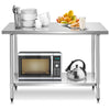 Kitchen Table with Height Adjustable Shelf and Adjustable Feet-61 x 122 cm
