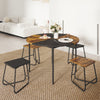118cm Round Kitchen Table and 4 Stools with Wooden Tabletop-Rustic Brown