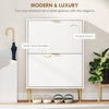 HOMCOM Elegant Two-Drawer Shoe Cabinet - White
