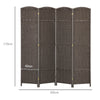 HOMCOM 4 Panel Folding Room Divider, Freestanding Privacy Screen for Living Room, Bedroom and Office, 160 x 170cm, Brown