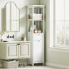 HOMCOM Tall Bathroom Cabinet, with Laundry Basket - White