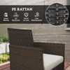 Outsunny 4 Piece Rattan Garden Furniture Sofa Set with Loveseat, Armchairs, Glass-Top Coffee Table and Cushions, Brown