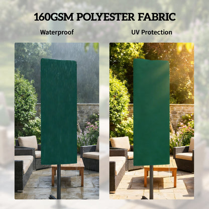 Outsunny Garden Parasol Cover, Outdoor Patio Umbrella Protector Weatherproof Garden Patio for 2-4m Parasol, Dark Green