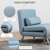 HOMCOM Single Sofa Chair Bed, Linen Fabric 3-in-1 Convertible Sleeper Chair with 5-Position Adjustable Backrest, 75cm Wide Seat, Pillow for Living Room, Bedroom, Sky Blue