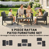 Outsunny 4 Seater Rattan Garden Furniture Set with 2 Armchairs, Loveseat, Coffee Table, Garden Sofa Set with Cushions, Dark Grey