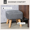 HOMCOM Linen-Look Square Padded Footstool - Grey
