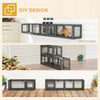 PawHut Cat Tunnel, 250cm Extra Long Wooden Cat Play Tunnel with 8 Doors, L-shape/Rectangle, Outdoor Cat Enclosure, Dark Grey