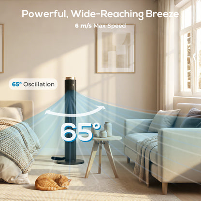HOMCOM Tower Fan with WiFi App Control in Light Black