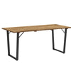 Outsunny 6 Seater Wooden Garden Dining Table, 175 x 80 cm Rectangular Outdoor Dining Table with 5cm Parasol Hole and Slatted Top, Weather Resistant for Patio, Terrace, Brown