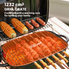 Outsunny Charcoal Barbecue Grill Folding BBQ Grill with 1232 cmÂ² Cooking Area, Adjustable Vent, Thermometer, Handles for Camping Picnic, Black