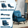 HOMCOM 4-in-1 Velvet-Feel Single Chair Bed, with Pillow - Navy Blue