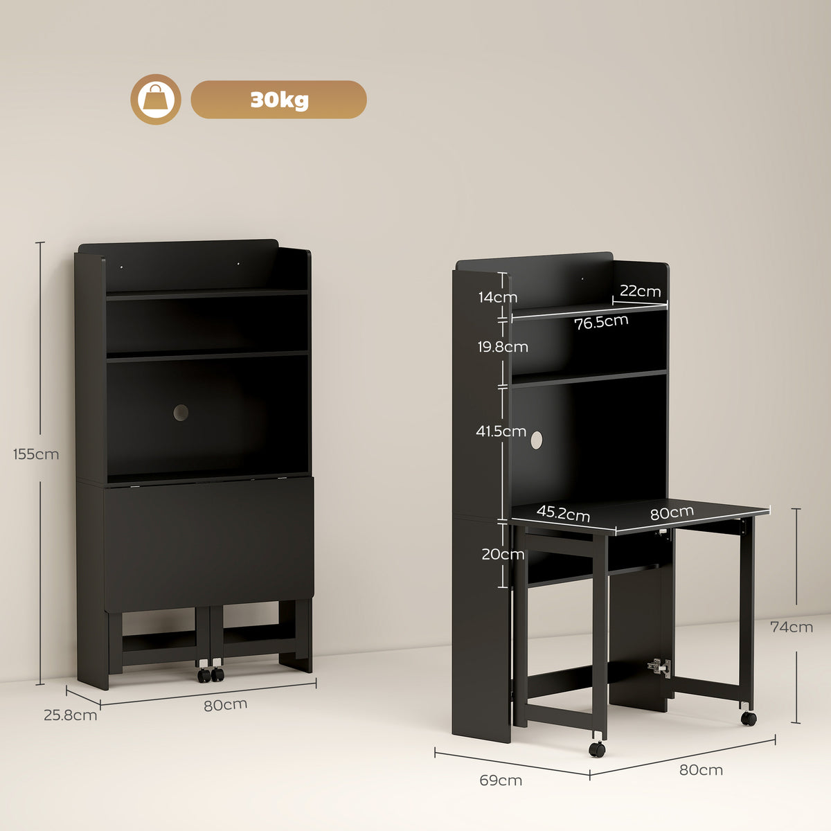 HOMCOM Foldable Desktop in Black