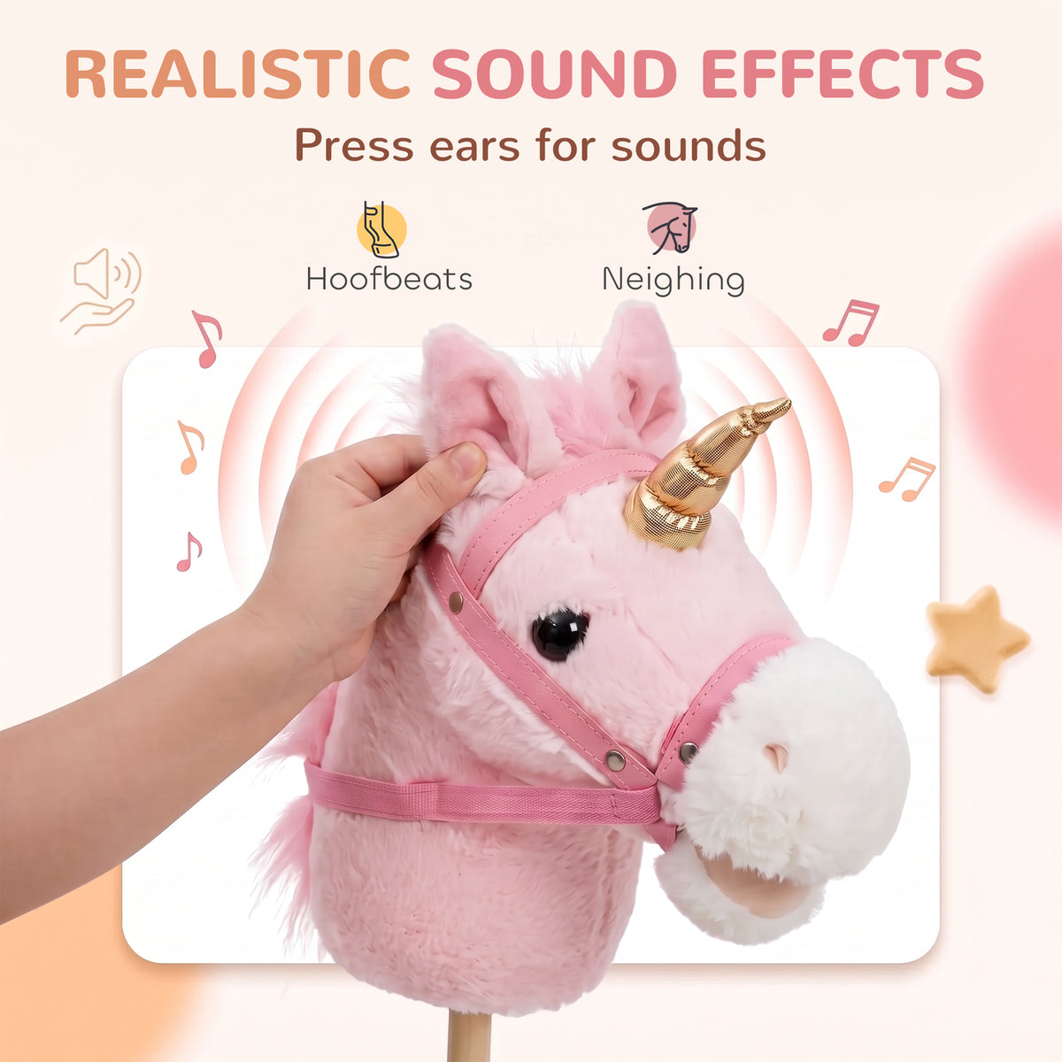 AIYAPLAY Hobby Horse with Wood Wheels in Pink
