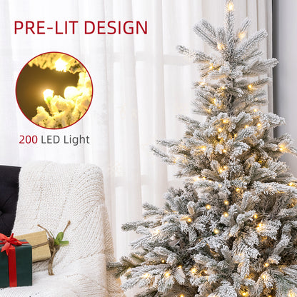 HOMCOM 5ft Bushy Snow-Flocked Artificial Christmas Tree in Green