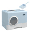 PawHut Enclosed Cat Litter Box, with Lid, Front Entry, Top Exit, Pull-Out Tray, Scoop - Blue