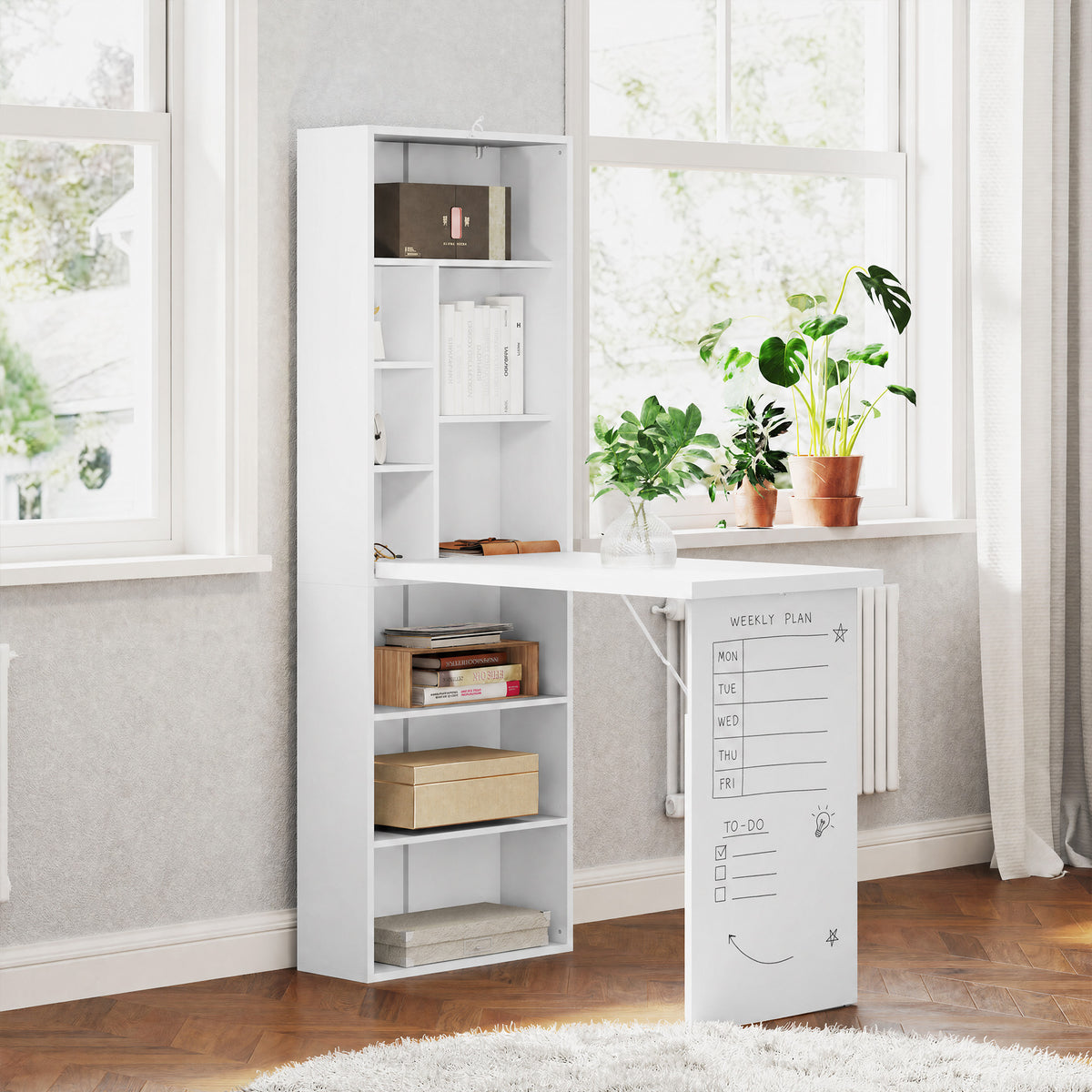 HOMCOM Three-Part Work Desk in White