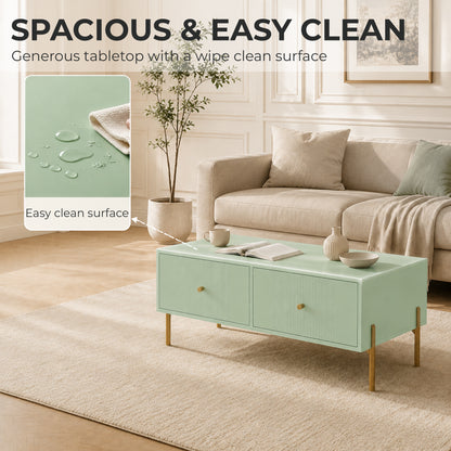 HOMCOM Modern Coffee Table in Light Green