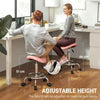 HOMCOM Salon Saddle Stool, Rolling Saddle Chair for Massage, Spa, Clinic, Beauty, Hairdressing and Tattoo, Pink