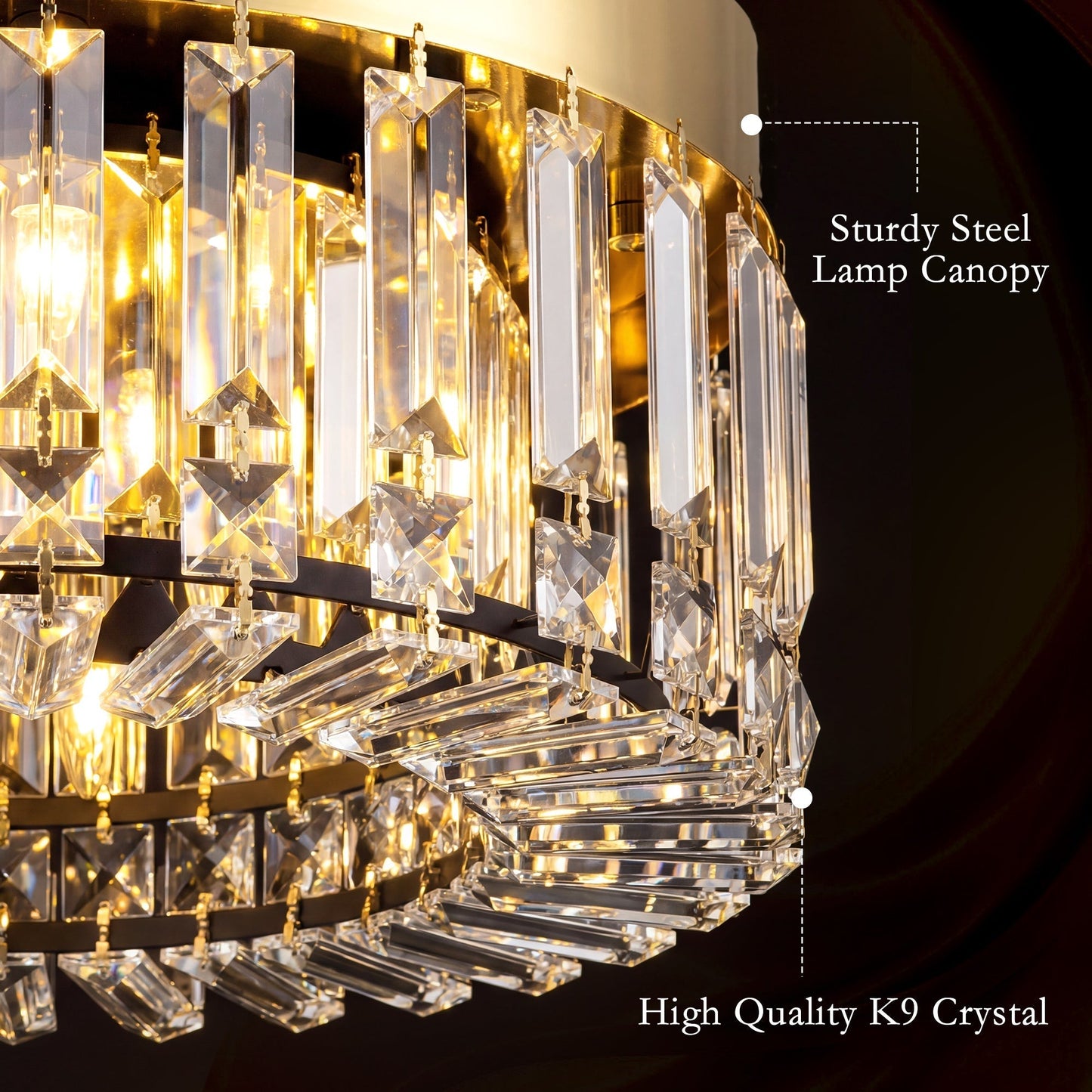 HOMCOM Crystal Chandeliers with 160 Crystal Pendants, 6-Light Ceiling Light for Living Room, Bedroom Dining Room, Gold Tone