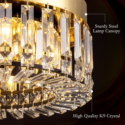 HOMCOM Crystal Chandeliers with 160 Crystal Pendants, 6-Light Ceiling Light for Living Room, Bedroom Dining Room, Gold Tone