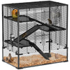 PawHut Four-Tier Hamster Cage with Deep Tempered Glass Bottom, Hut, Running Wheel, Food Dish, Water Bottle, 78.5 x 48.5 x 80cm