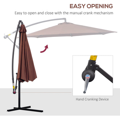 Outsunny Hanging Umbrella Parasol in Coffee