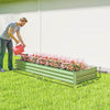 Outsunny Metal Raised Garden Bed Planter Box Outdoor Planters for Growing Flowers, Herbs, Green, Light Green