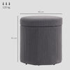 HOMCOM 40cm Round Storage Ottoman, Corduroy Footstool with Removable Lid and Legs, Vanity Stool for Living Room, Bedroom, Grey